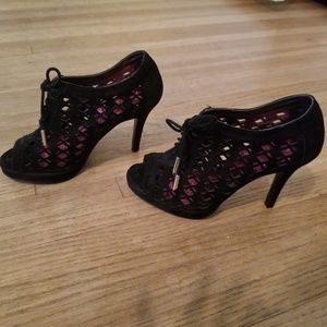 Taryn Rose Lace Up Suede Heels